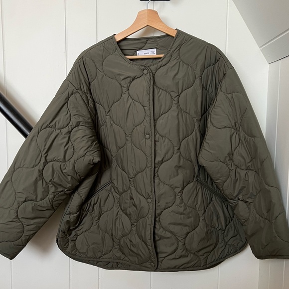Mango Jackets & Coats Mango Green Quilted Coat Size Extra Large